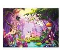 Papier Peint Intissé Licorne Rose Fée 416x254 cm Chambre Enfant Fille Photo Non Tissé Muraux Trompe l'oeil