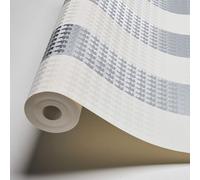 Papier peint intissé, motif rayures, gris, dimensions : 10,05 m x 0,53 m