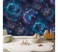 Papier Peint Intissé Panoramique Bleu Violet Espace Rêveur Photo Muraux | 350 x 256 cm Papier Peint Tableaux Nébuleuse Étoiles Voie Lactée Espace Pour Chambre Salon Fond Tv Décoration Murale