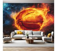Papier Peint Intissé Panoramique Boule de feu 250 x 175 cm Murale rouge pour Salon Chambre Fond TV Décoration