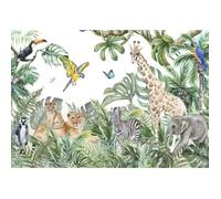 Papier Peint Intissé Panoramique Enfant Jungle Animaux 416x254 cm Forêt Tapisserie Chambre Photo Non Tissé Muraux Trompe l'oeil