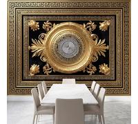 Papier Peint Intisse Panoramique Géométrique grec noir or 350 x 256 cm- Déco Mural Photo Murale Moderne pour Salon Chambre Cuisine Décoration Murale 3D Effet