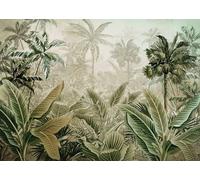 Papier Peint Intissé Panoramique Jungle Feuilles Vert 250x175 cm Tapisserie Chambre Salon Photo Non Tissé Muraux Trompe l'oeil