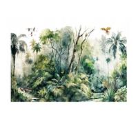 Papier Peint Intissé Panoramique Jungle Forêt Oiseaux 254x184 cm Tapisserie Chambre Salon Photo Non Tissé Muraux Trompe l'oeil