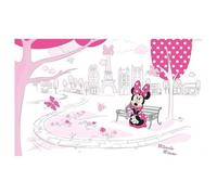 Papier Peint intissé panoramique Minnie à Paris assise sur un banc Disney 400X250CM