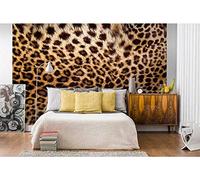 Papier peint intissé PEAU LEOPARD 375 cm x 250 cm | Tapisserie Murale XXL Poster Décoration - Salon Appartement - Photo d'art Tableaux Muraux | QUALITÉ SUPÉRIEURE - MADE IN EU - Y compris adhésif