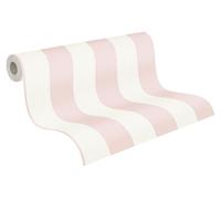 Papier peint intissé rayé - Rose et blanc - 10,05 m x 0,53 m - Lavable et résistant à la lumière - Rayures - Pour murs intérieurs