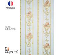 Papier Peint Intissé Ruban Royal Blue - Décor Floral 3D Embossé - 0,53 x 10m - Sans Colle - Style Élégant