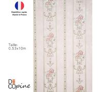 Papier Peint Intissé Ruban Royal Rose - Décor Floral 3D Embossé - 0,53 x 10m - Sans Colle - Style Élégant