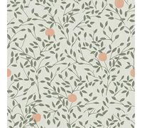 Papier peint intissé Secret 1005x52cm Vert, saumon sur fond beige