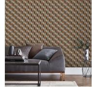 Papier peint intissé Vintage géométrie 1005 x 52cm Marron