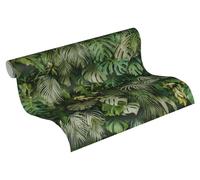 Papier peint "Jungle", motif verdure, support intissé, dimensions : 10,05 m x 0,53 m, couleur : vert