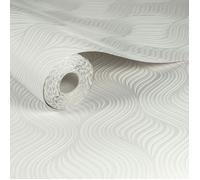 Papier peint support papier Lignes sinueuses 1000 x 53cm Blanc