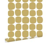 papier peint motif graphique jaune ocre et blanc - 0,53 x 10,05 m - 139089