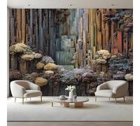 Papier Peint Motif Mousse Et Bois Autocollant,Texture Naturelle Grand Sticker Mural En Toile Canvas,Décoration Murale Amovible pour Chambre Bébé Fille Garçon,400 x 280 cm