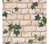 Decoro Ivy Brique Mural Vert Vignes Feuille Beige/Blanc 980434 AS Creation Fond