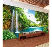 Papier peint mural 3D personnalisé décor à la maison vert montagne cascade Nature paysage 3D Photo papier peint pour salon chambre,90cm(W)×50cm(H)