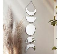 Papier peint mural acrylique argenté représentant les phases de la lune - Accessoire de style bohème pour un ensemble de décoration
