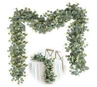 Papier peint mural avec fleurs d'eucalyptus artificielles, 1,8 m, feuilles vertes et fleurs blanches, pour la décoration de mariage, centres de table, vert (4 pièces)