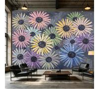 Papier peint mural de taille personnalisée, palette abstraite colorée, couteau à fleurs, peinture à l'huile, tissu mural auto-adhésif, papier peint amovible à décoller et à coller, décoration murale