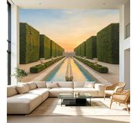 Papier peint mural de taille personnalisée paysage anglais jardin gravé coloré impression pierre fontaine tissu mural amovible grand papier peint décoration murale pour salon, chambre à coucher
