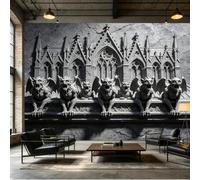 Papier peint mural de taille personnalisée, style gothique, pierre d'architecture, cathédrale, gargouilles, sculpture artistique, tissu mural auto-adhésif, amovible à décoller et à coller, décoration