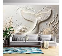 Papier Peint Mural En Relief 3D Motif Queue De Poisson 400 Cm (L) X 280 Cm (H) - Stickers Muraux Art Moderne Pour Chambre Et Salon - Intissé - Sans Adhésif - Motif Queue De Poisson 400 Cm (L) X 28
