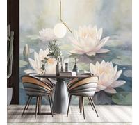 Papier Peint Mural Intissé Style Peinture À L'Encre Vintage, Motif Pivoine, Art Floral, Décoration Murale Pour Salon Et Chambre, Aquarelle Florale, 350 X 260 Cm / 140 X 104 Pouces (L X H)