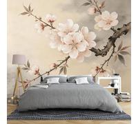 Papier Peint Mural Intissé Vintage À Motif Floral Vintage Style Chinois Oriental Avec Fleurs De Cerisier Roses 250 × 175 Cm Décoration Murale Grand Format De Style Japonais Avec Arbre Fleuri Id