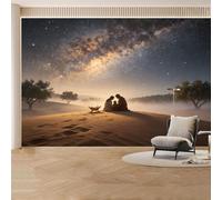 Papier peint mural personnalisé Voie lactée Désert Paysage brumeux Nature Décoration murale Nuit Amovible Grande photo pour salon, chambre à coucher, bureau