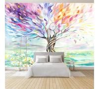 Papier Peint Mural Salon Arbre Coloré 300 x 210 cm Papier Peint Panoramique Intissé Moderne, Décoration Murale Poster Tableaux Muraux Imprimé 3D Tapisserie Photo