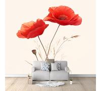 Papier Peint Murale Baby Boys Girls 250 x 175 cm - Papier Peint Intissé Effet 3D - Décoration Murale Deux coquelicots floraux pour Chambre, Garçon et Salle de Jeux - Design Moderne XXL