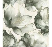 Muriva Elysian 212503 Papier peint floral abstrait et métallisé pastel Rouleau de 10 m (vert et doré)