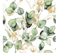 Muriva Feuilles d'Eucalyptus Papier Peint - Thème Floral/Nature - Moderne pour Salon, Chambre à Coucher, Couloir - Vert/Or