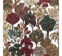 Papier peint nature Profhome 377577-GU papier peint intissé lisse avec des ornements floraux mat rouge beige brun vert 5,33 m2