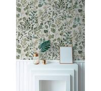 Papier peint nature Profhome 396971-GU papier peint intissé gaufré à chaud légèrement texturé au style aquarelle mat vert bleu blanc 5,33 m2