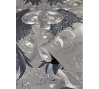 Papier peint non tissé, argent, violet, bleu, style classique, dimensions : 10,05 x 0,70 m
