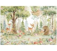 Papier peint non tissé avec un motif d'animaux de la forêt, dimensions 400 x 280 cm, composé de 8 lés