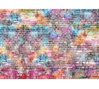 Papier peint non tissé représentant un mur en briques avec un effet 3D, de couleur marron, dimensions : 396 x 280 cm