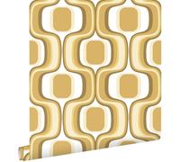 papier peint ornements au style rétro jaune ocre et marron 50 x 900 cm - ESTAhome