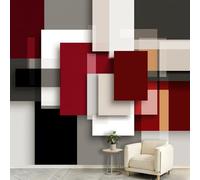 Papier Peint Panoramique 3D Abstrait Géométrique Poster Mural, Cube Rectangle Bloc Couleur Papier Peint Intissé pour Salon Chambre d’Enfant et Bureau Canapé TV Fond Décoration 300 x 210 cm