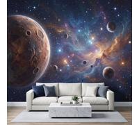 Papier Peint Panoramique 3D Espace Cosmos Planètes Murales 250 X 175 cm | Murales Panoramique Planètes Interstellaires pour Salon Adulte Chambre d'enfants Restaurant Décoration Poster Papier Peint