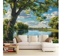 Papier Peint Panoramique 3D Nature Paysage Tournesol Intissé Décoration Murale pour Salon Chambre, Vert Poster 350x256 cm