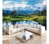 Papier Peint Panoramique 3D Paysage de Montagne EnneigéE de L'Alaska intissé Murale Paysage Naturel pour Salon Chambre d'enfants restaurant Décoration Murale Poster, 350x256cm