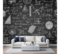 Papier Peint Panoramique 400x280cm, 3D Stéréoscopique Papier Peint photo Tapisserie Poster Mural pour Salon Chambre Décoration Murale, Formules Équations Dessinées Main Fond Tableau Thème Salle Étude