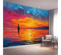 Papier Peint Panoramique Abstrait Océan Décoration Murale 350 x 256cm | Géant 3D Papier Peint Intissé pour Salon Chambre Salle à Manger Chambre d'Enfant, Classique Nautique Voilier Poster