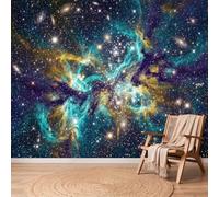 Papier Peint Panoramique Bleu Rêveur Espace Photo Poster Décoration | 300 x 210 cm Intissé Papier Peint, Nébuleuse Étoiles Poussière D'Étoiles Voie Lactée Fresque Murale Salon Chambre Restaurant