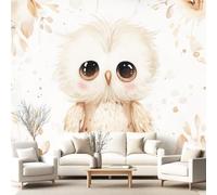 Papier Peint Panoramique Chouette Aquarelle Éclaboussures Motif 350 x 256 cm Pour Salon Chambre D'Enfant décoration chambre salon -Décoration Murale Onirique Chaleureux Palette Continu Graphique