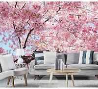 Papier Peint Panoramique Fleur De Cerisier Rose Grand Arbre Papier Peint Intissé 3D Tapisserie Poster Murale Décoration Chambre Salon -LIWALLPAPER- 200x140cm
