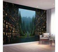 Papier Peint Panoramique Forêt Bibliothèque Décoration Murale 350 x 256cm | Géant 3D Papier Peint Intissé pour Salon Chambre Salle à Manger Chambre d'Enfant, Fantastique Chic Livres Poster